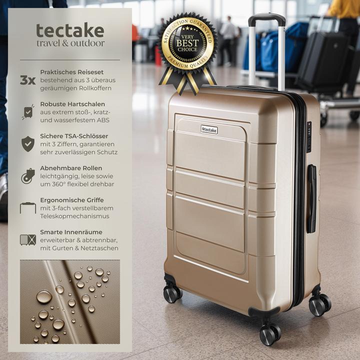 Image du produit tectake Set de valises rigides BRICE 3 pièces avec serrure à code (111 l, M (50 - 90l), L (90 - 115l), XL (à partir de 115l))