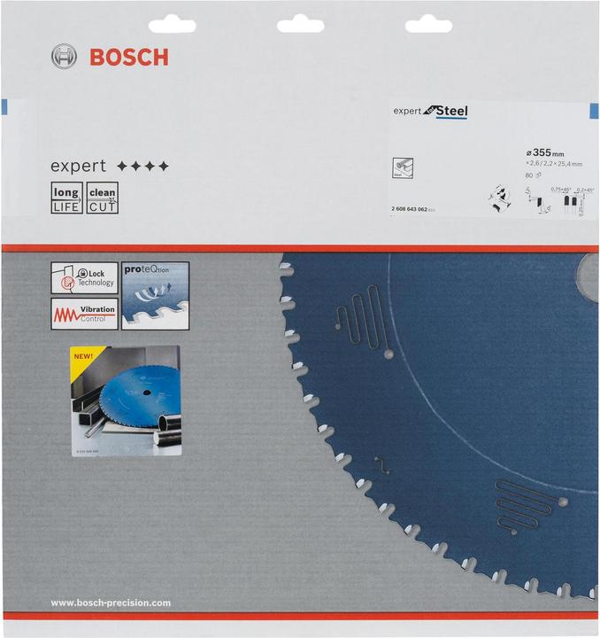 Produktbild Bosch Professional Zubehör Kreissägeblatt Expert for Steel, 355 x 25,4 x 2,6 mm, 80