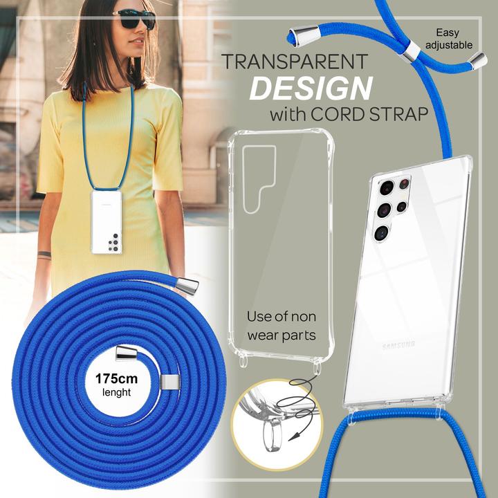 Actual product image Nalia Clear hybrid case with chain to hang around the neck