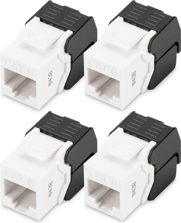 Produktbild Digitus CAT 6 Keystone Jack, ungeschirmt, RJ45 zu LSA, werkzeugloser Anschluss, inkl. Kabelbinder, 4 St (Keystone Modul)