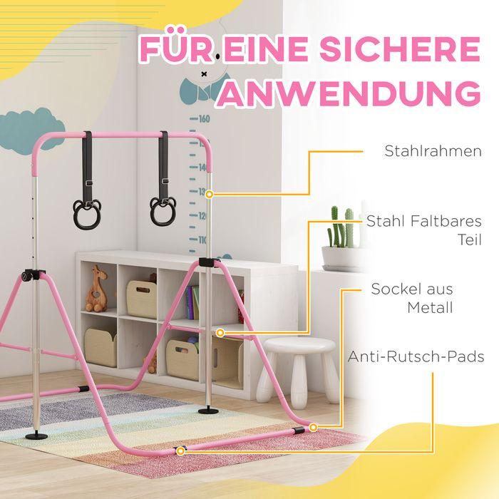 Produktbild Swisshandel24 Kinder Gymnastik Turnreck 5-stufige höhenverstellbar Reckstange Stahl Rosa