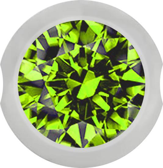 Produktbild Star Piercing Ball Closure Kugel silber mit Kristall hellgrün (Chirurgenstahl 316L, ohne Messing)