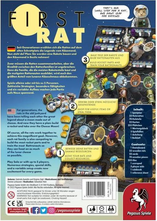 Produktbild Pegasus 51232G - First Rat - Brettspiel, für 1 bis 5 Spieler ab 10 Jahren (DE/EN-Ausgabe) (Englisch)