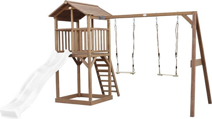 Immagine prodotto Axi Torre da gioco Beach Tower con doppia altalena marrone - scivolo bianco