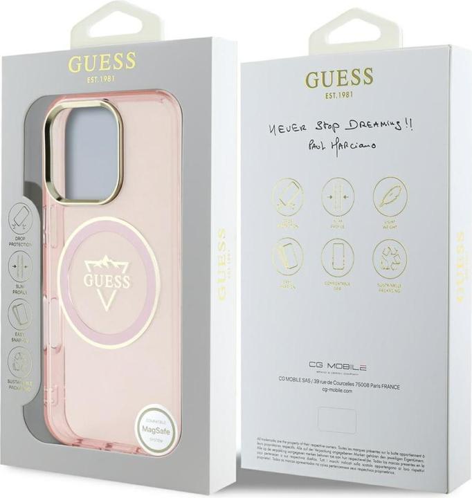Produktbild Guess Hardcase MagSafe IML Metal Mountain Logo Case for iPhone 16 Pro Max 6,9" Pink (Apple iPhone 16 Pro Max)