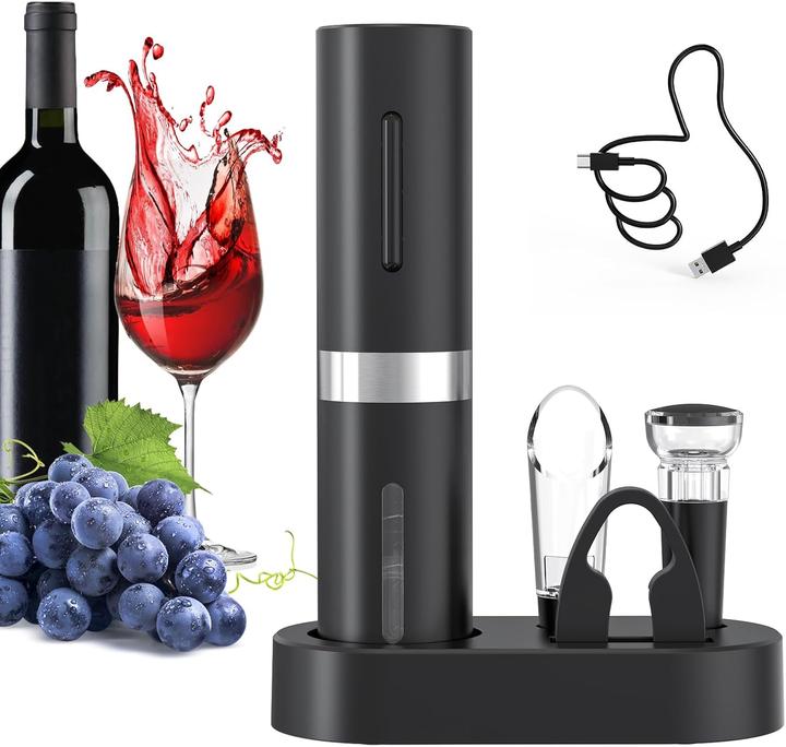 Produktbild CircleJoy Elektrischer Korkenzieher mit Folienschneider und Weinausgiesser (Elektrischer Korkenzieher)