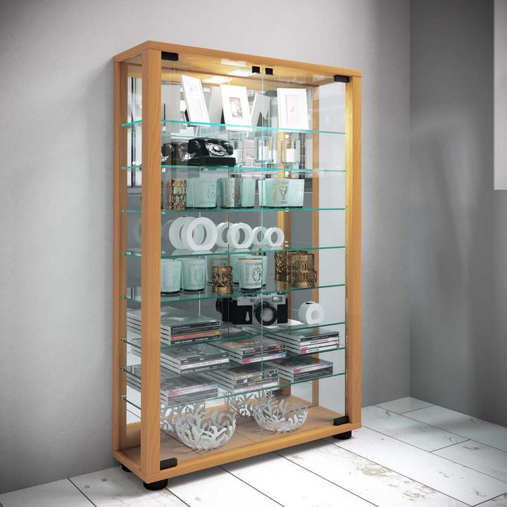 Immagine prodotto VCM Vetrina da collezione Vetrina a pavimento Vetrina di vetro Vetrina a ripiani di vetro Vetrina di (59 x 18 x 91 cm)