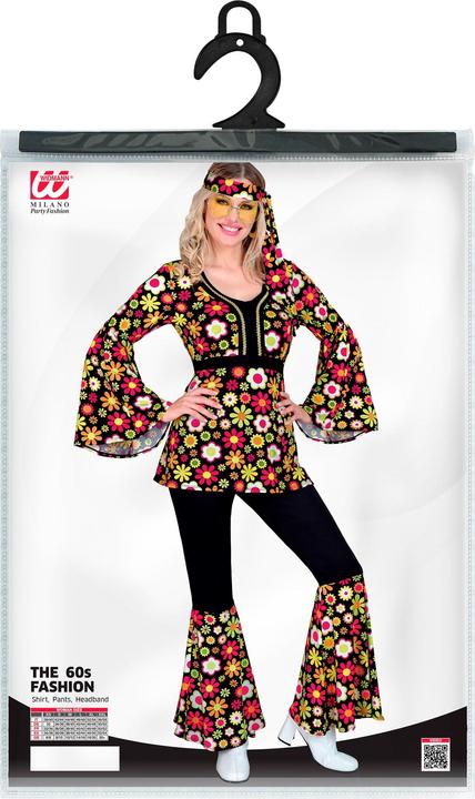 Immagine prodotto Widmann Costume da donna in stile hippie con top a fiori, pantaloni e fascia per capelli (XL)