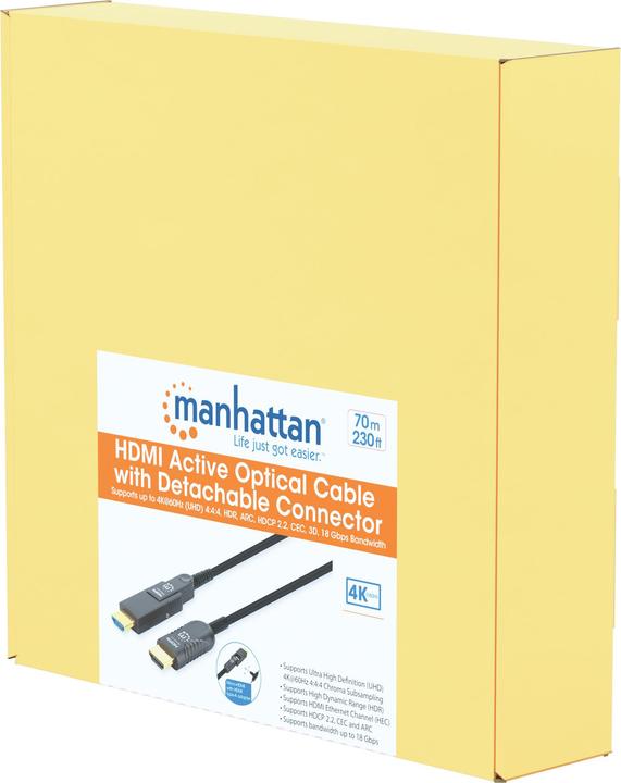Actual product image Manhattan Active High Speed HDMI Optical Fiber Cable with Detachable Connector (70 m, HDMI)