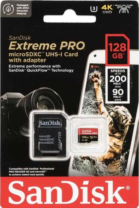 Produktbild SanDisk Extreme PRO UHS-I V30 (128 GB, microSDXC, U3, UHS-I)