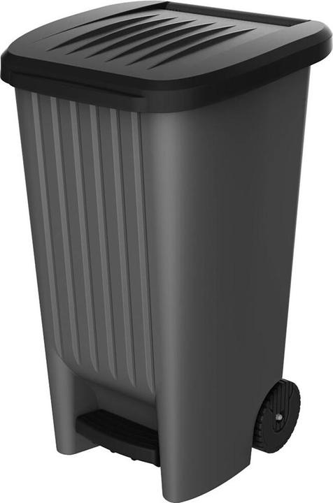 EDA Mülleimer 100 l auf Rollen - mit Pedal - für 100 l Beutel - 50 x 48,6 x 83,5 cm - Anthrazit (90 l)