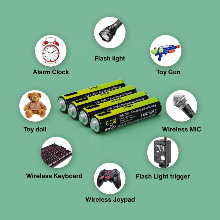 Produktbild Verico Li-Ion USB-C Micro AAA-Akku 1.5V 900mWh 600mAh ladbar per USB (4 Stk., AAA, 600 mAh)