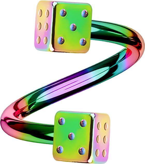 Produktbild Star Piercing Micro Spirale farbig mit zwei Würfel (Chirurgenstahl 316L, ohne Messing)
