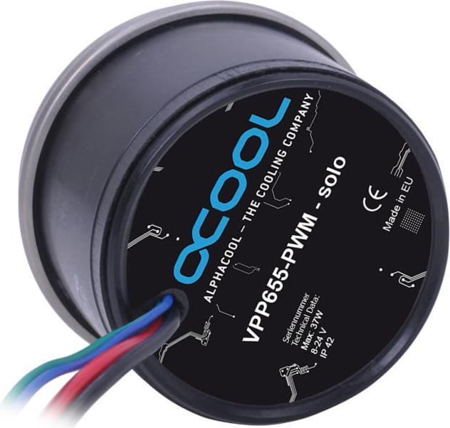 Actual product image Alphacool PUM Core 100 Aurora D5/VPP acetal/acrylic expansion tank with VPP655 PWM pump
