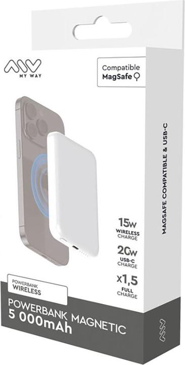 Actual product image My Way Powerbank Magsafe 5000mah Blanc (5000 mAh, 64800000 W)