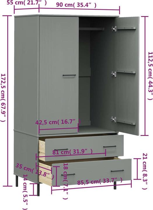 Produktbild VidaXL Maddi (90 x 55 x 172,5 cm)