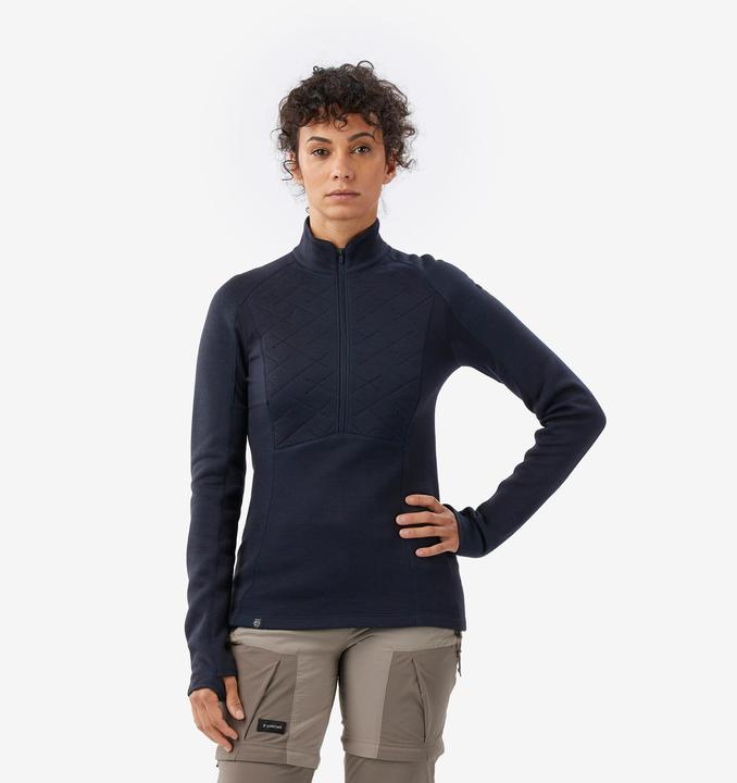 Image du produit Forclaz T-shirt manches longues en laine mérinos femme, Merino Resist bleu marine (L)