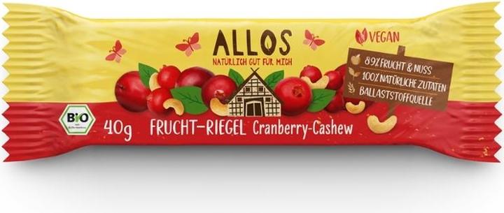 Immagine prodotto Allos Barretta Fette di Frutta Cranberry-Cashew 40 g (40 g)