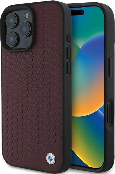 Immagine prodotto BMW BMHMP16X23RDDR iPhone 16 Pro Max 6.9" czerwony/red hardcase Sign Leather Diamond Metal Logo MagS (Apple iPhone 16 Pro Max)