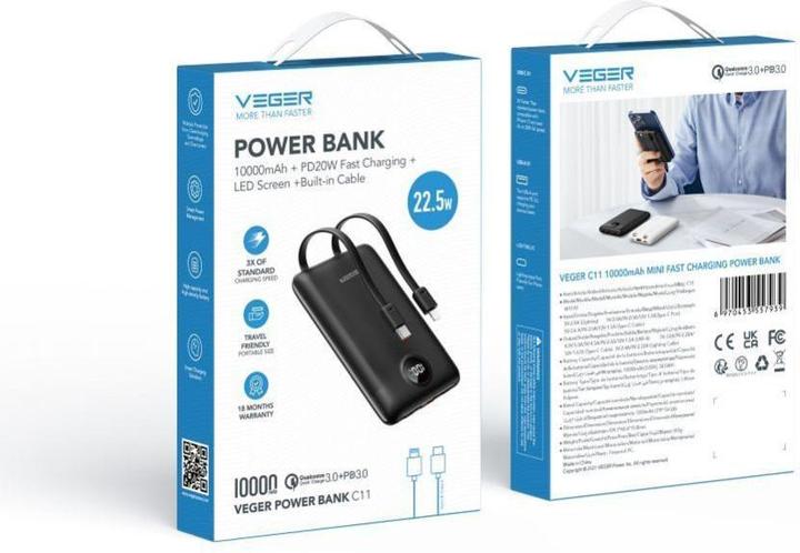 Immagine prodotto Veger C11 (10000 mAh, 22.50 W, 38.50 Wh)