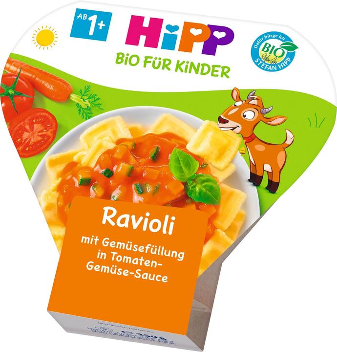 Actual product image Hipp Organic for kids, bowl Menüs : Ravioli with vegetable filling in tomato-vegetable sauce, from 1+. (250 g)