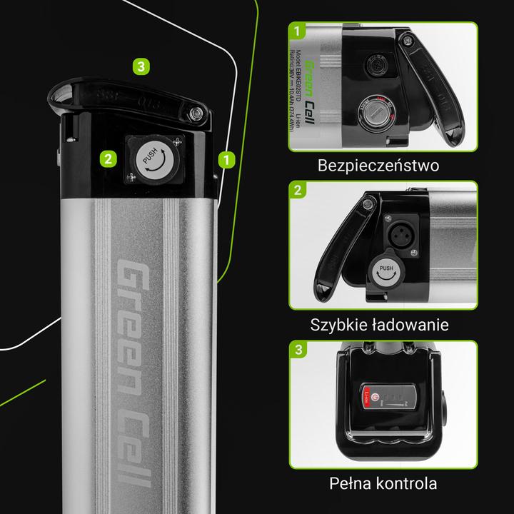 Actual product image GreenCell Battery Silverfish 36V 10.4Ah 374Wh for E-Bike Pedelec - Battery - 10,400 mAh