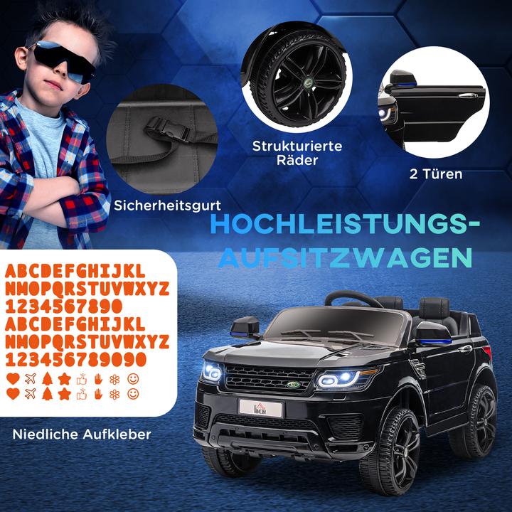 Immagine prodotto Swisshandel24 Auto elettrica per bambini, telecomando da 2,4 G, cintura di sicurezza, musica, clacson, fari, fino (12 V)