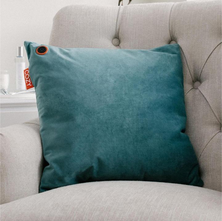 Image du produit Bodi-Tek Coussin chauffant Cozy Una Velvet Fonctionnement sur batterie, bleu-vert (45 x 45 cm)