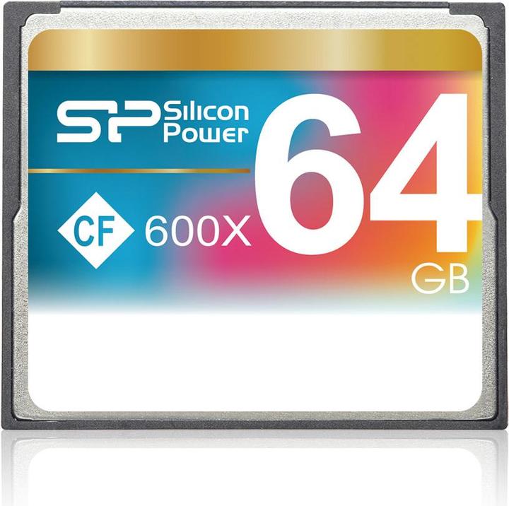 Image du produit Silicon Power 64GB 600x CF Lecture jusqu'à 90MB/s Interface ATA PIO mode 6 MWDMA 4 UDMA 6 Fonction ECC Re (64 Go, CF, U3, UHS-III)