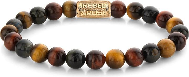 Produktbild Rebel & Rose Armband Who's afraid of the Tiger RR-80088-G-L Herren (19 cm, Acero inoxidable, Ojo de Tigre)