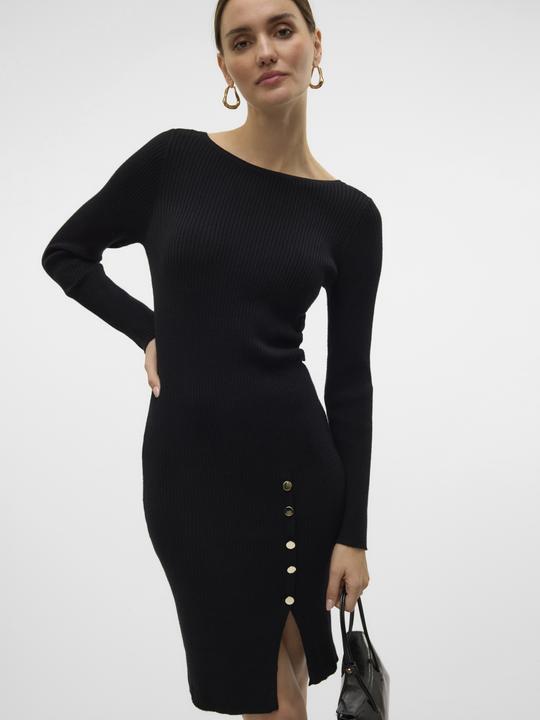 Produktbild Vero Moda VMABA BUTTON LS BOATNECK DRESS GA EXC Strickkleid (XL)