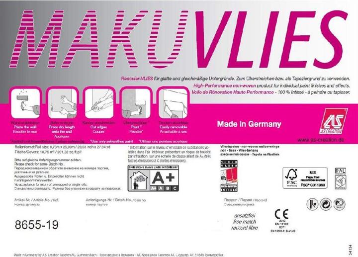 Immagine prodotto A.S. Création Makulaturvlies 130 g/m² Ristrutturazione vello vello fibra pittore vello, verniciabile (75 x 2500 cm)