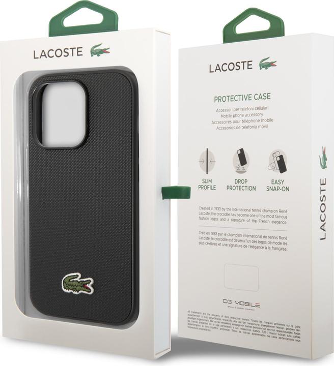 Immagine prodotto Lacoste LCHMP14LPVCK Custodia rigida per iPhone 14 Pro 6,1" in pelle/nero Iconic Petit Pique MagSafe (Apple iPhone 14 Pro)
