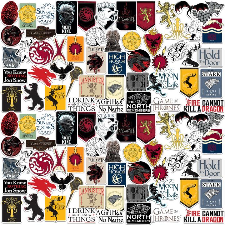 Actual product image Game of Thrones Deluxe Assorted Designs Stickers (Pack of 100)