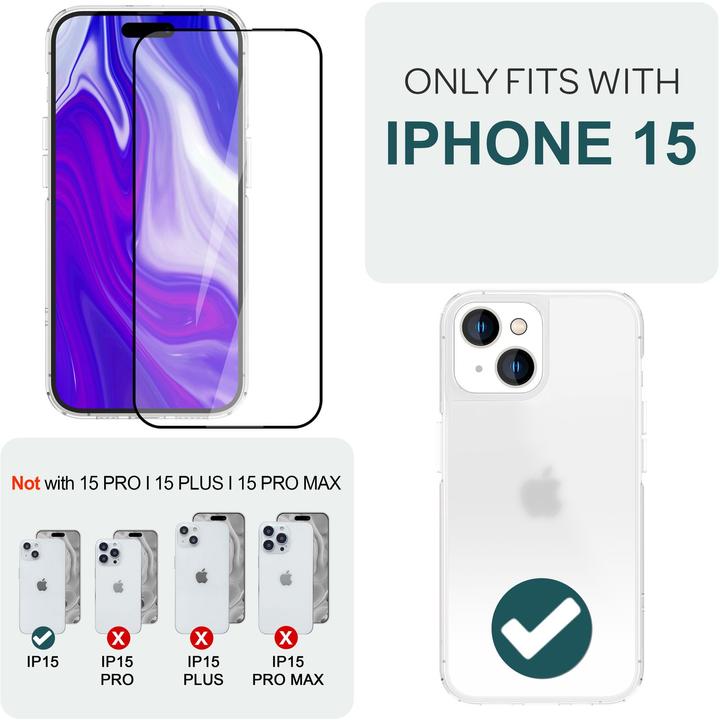 Produktbild Nalia 2x Schutzglas & 1x Schablone (2 Stück, Apple iPhone 15)