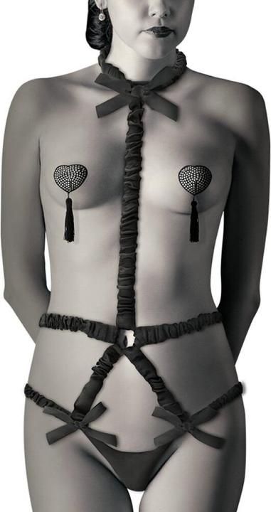 Image du produit Coquette Kit Harnais élastique Chic Desire Et Cache-Tétons Noir (Taille unique)