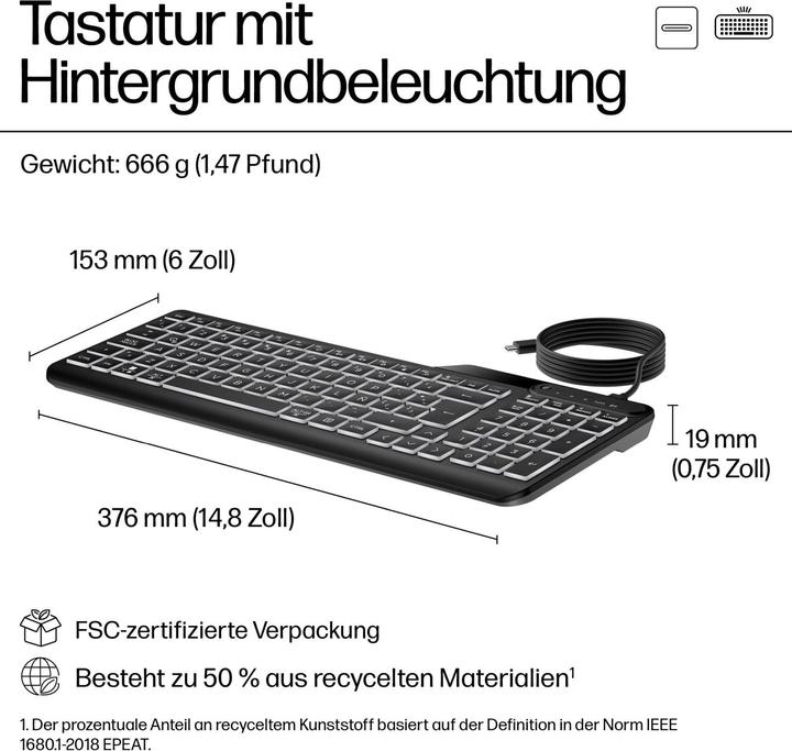 Actual product image HP 400 BL WD KBD Germany - German locali (DE, Cable)