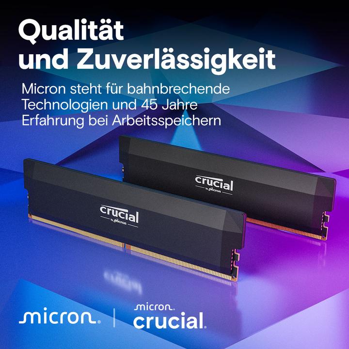 Immagine prodotto Crucial Pro DDR5-6400 Kit 64GB 2x32GB UDIMM CL40 B Overclocking (2 x 32GB, 6400 MHz, RAM DDR5, U-DIMM)