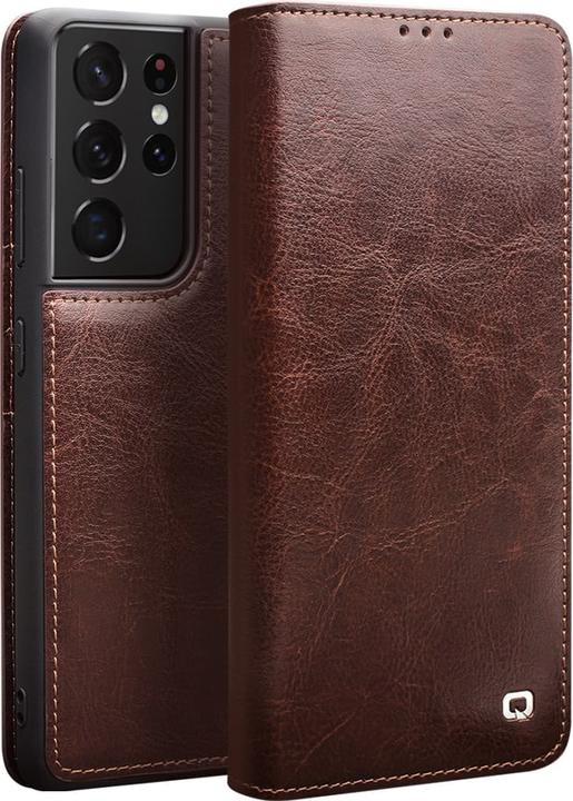 Actual product image QiAlino Fourre Flip cuir véritable (Samsung Galaxy S23 Ultra)