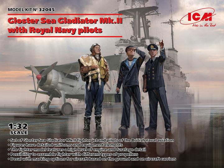 Actual product image ICM Gloster Sea Gladiator Mk.II with Royal Navy pilots