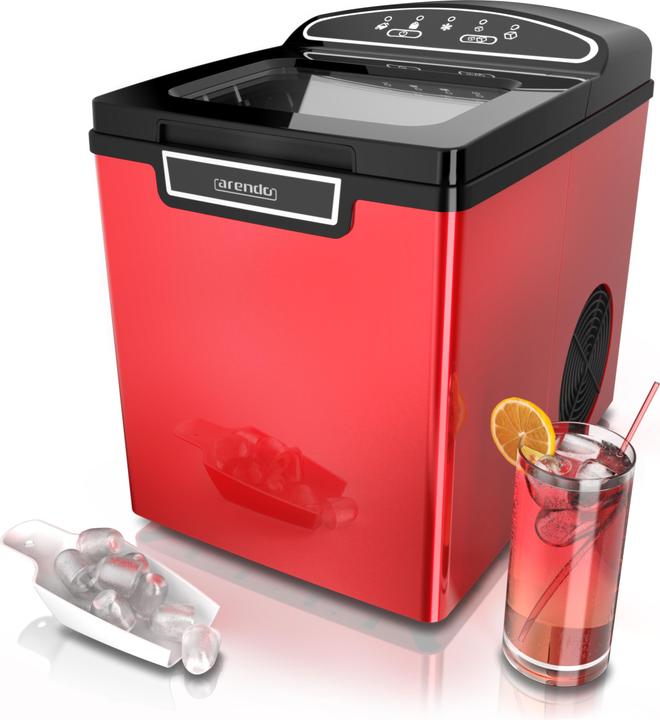 Produktbild Arendo Eiswürfelmaschine, 1,8 Liter Eiswürfelbereiter, 9 Eiswürfel in 8 Minuten, 105W Eiswürfelautomat, rot