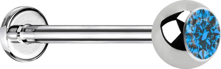 Produktbild Star Piercing Micro Labret silber mit Kugel und Kristall hellblau (Chirurgenstahl 316L, ohne Messing)