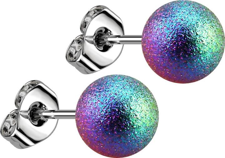 Produktbild Star Piercing Ohrstecker mit Kugel farbig gesprenkelt (ohne Messing, Chirurgenstahl 316L)