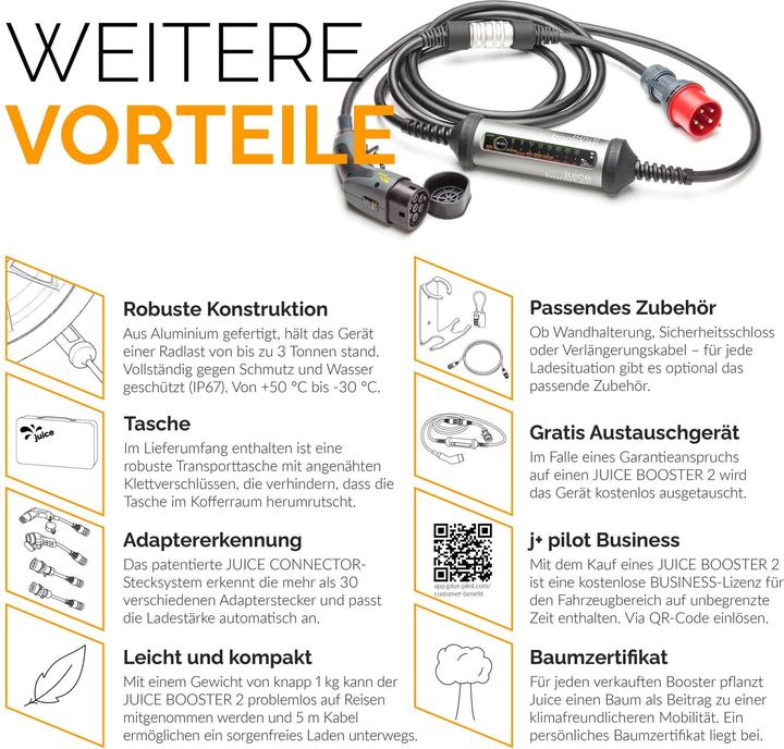 Produktbild Juice Technology Juice Booster 2 EU Traveller Set (Typ 2, 22 kW, 32 A, CEE16 rot, CEE32 rot, CEE16 blau, BS 1363, CEI 23, CEE 7/7, Typ 13, CEE32 blau)