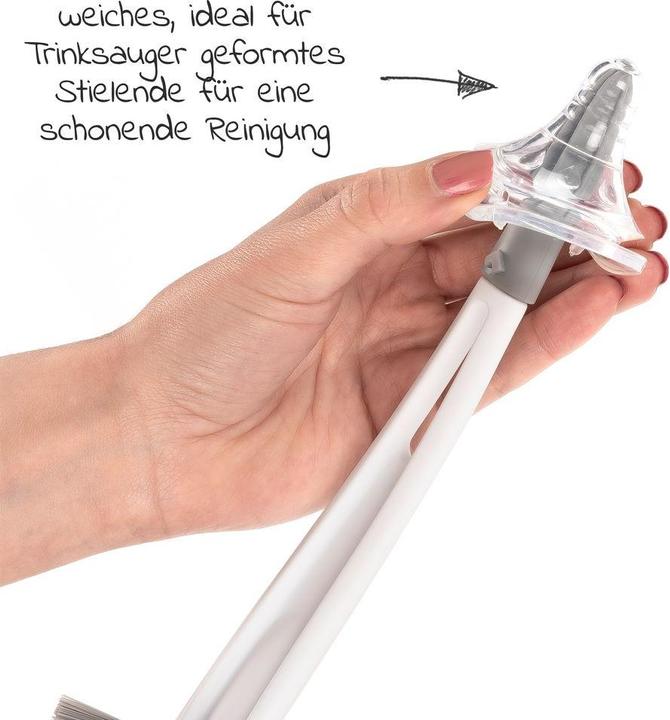 Produktbild MiaMia Reinigungszubehör Flaschenbürste mit integrierter Saugerbürste - Grau