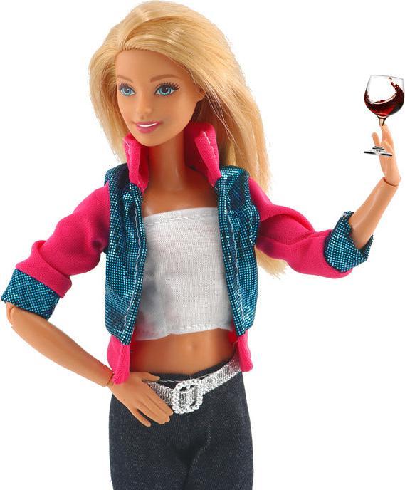 Image du produit Hermex Pantalon Veste et top pour poupée Barbie Rétro Noir Blanc Rose