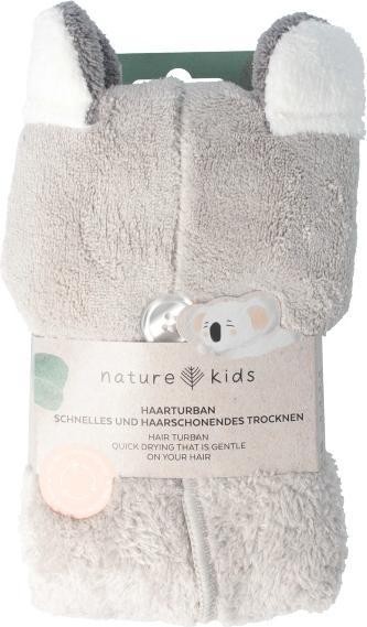Parsa Beauty PARSA Nature Kids Haarturban mit Koalaohren, grau Recyceltes Mikrofaser OEKO-Tex