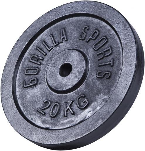 Produktbild Gorilla Sports Hantelscheibe Guss Schwarz 1,25-15 KG (1 x 20 kg)
