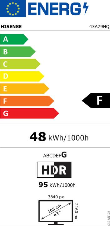 Energy Label Hisense TV 43A79NQ A7 Led Tv 43" Series (43", QLED, 4K)