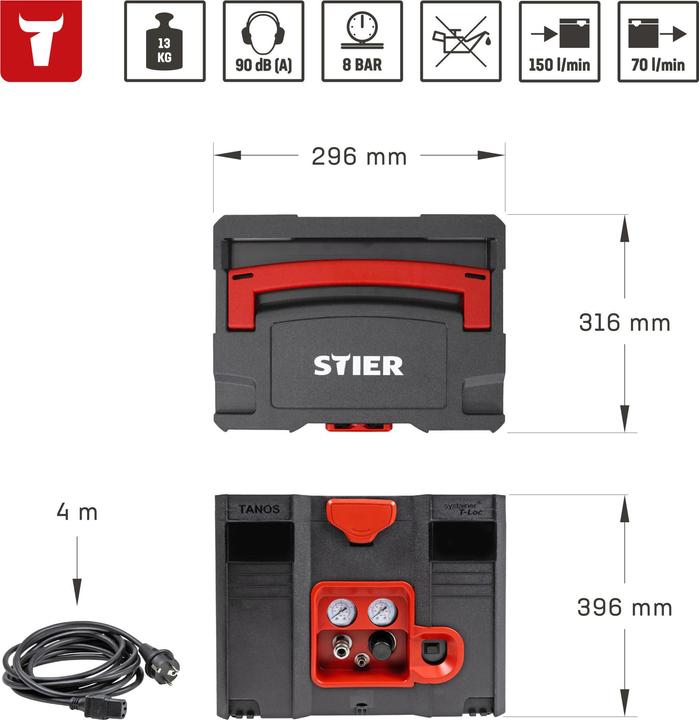 Actual product image Stier Systainer compressor SKT 160-8-6 (8 bar, 6 l)